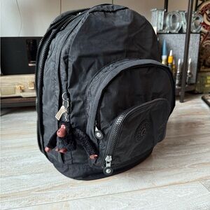 Kipling Charcoal Backpack with Monkey Keychain